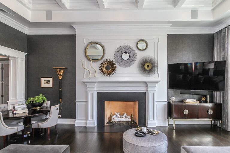 Custom stone fireplace built